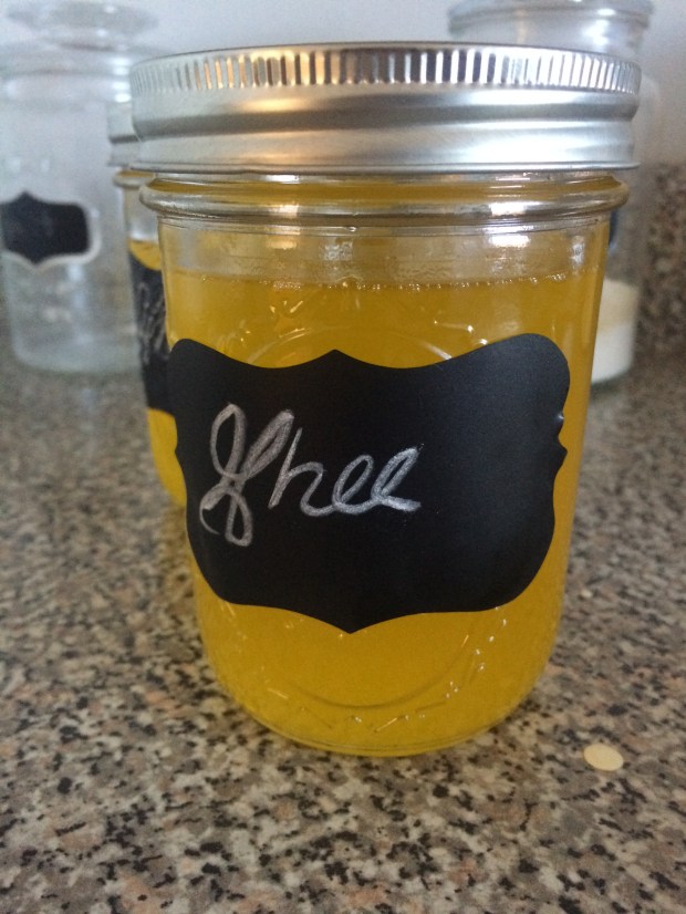 Step 4: Cooled ghee in a glass mason jar (before it solidifies)